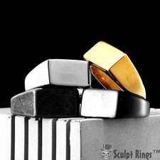 Chevalière rectangulaire en acier inoxydable Sculpt Rings™ pour homme -...