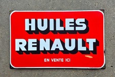 RARE Plaque émaillée Huiles RENAULT - 48x30cm