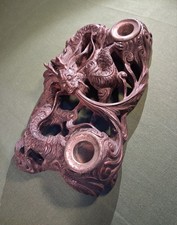 Encrier,parure de Bureau Indochine Dragon en Bois Sculpté