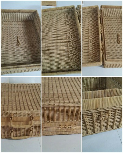 Vintage woven wicker - wicker, briefcase