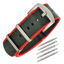 Bracelet de montre pour Hamilton Khaki Field Nato Vert Armée / Rouge entre deux