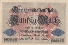 billet ALLEMAGNE 50 mark berlin 5 aout 1914  bon etat