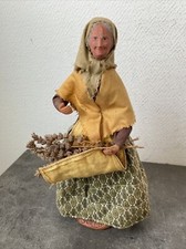 Ancien Santon Habillé Femme Lavandière Terre Cuite Signe Guichas Vintage 