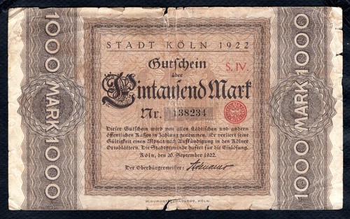 Notgeld grand format allemagne - format,