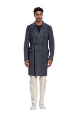 Boglioli Double Braested Blu Manteau K. Veste Laine Cachemire Lin 38 US 48 Ue