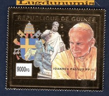 Timbre Or République de Guinée 9000 FG Ioannes Paulus PP . II