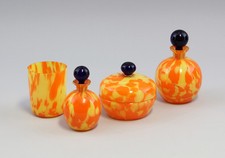 9235017 Toilettes Garniture Art Déco Verre Jaune Orange