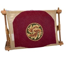 Cadre à Tapisserie Artisanal Ancien en Bois Tourné, Métier à Broder Réglable