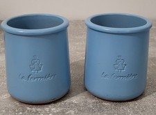 Lot De 2 Pot de yaourt La Fermière Bleu En Terre Cuite CERMER Vintage 