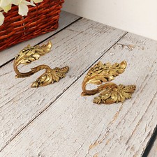 2x Crochets muraux vintages en bronze massif patère ajouré Art Nouveau France