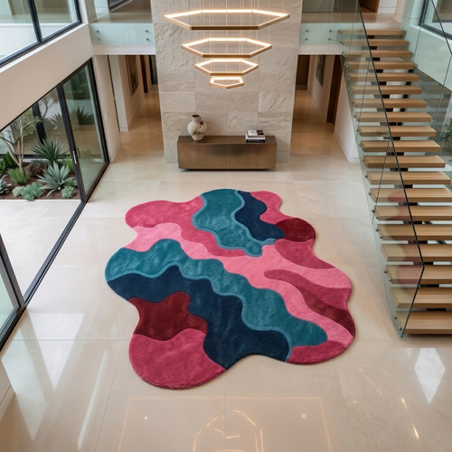 Tapis multi roses bleus - tapis,