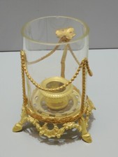 - ANCIEN PHOTOPHORE BRONZE et VERRE 3 PIEDS SABOTS COLLECTION déco VITRINE    D