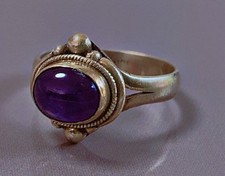 Ancienne bague argent Améthyste bague argent massif silver ringT52