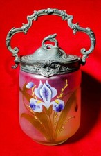 1900 Montjoye Legras - Art Nouveau Pot Seau à Biscuits en verre gravé à l'acide