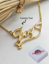 Collier Acier Inoxydable Prénom Personnalisé Doré Or Jaune Avec Cœur