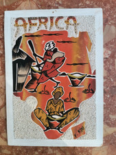 Tableau scène de village africain Sénégal en sable F KINE