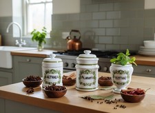 Ensemble 3 pots d'apothicaire vintage Vincent Garnier PARIS - Pots à épices déco