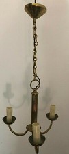 lustre vintage suspension 3 branches chandelier métal doré années 50 60 déco