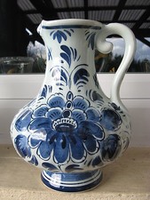 PICHET  FAÏENCE DELFT Décor FLEURS 21,5 haut