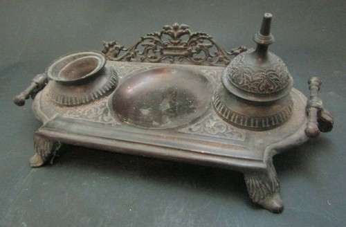 Ancien encrier plumier xixe - ancien,
