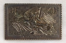 010/Timbre LA MARSEILLAISE 40c( Rude) - Reproduction Argent massif 999/000/14g