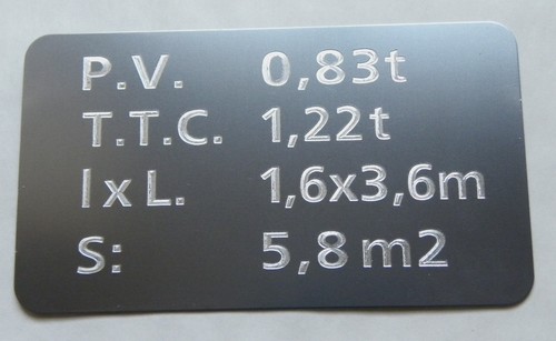 Plaque tare gravée modèle - gravée,