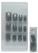 24 faux ongles gris argenté - Moonlight de Royal - forts et résilients