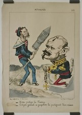 Pilotell Actualités Circa 1870 Estampe en couleur Politique Caricature