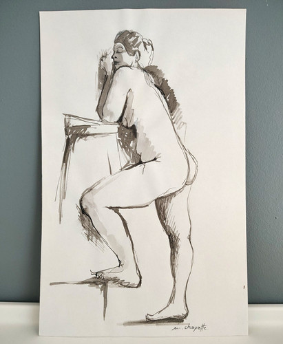 Dessin original étude nu - dessin,