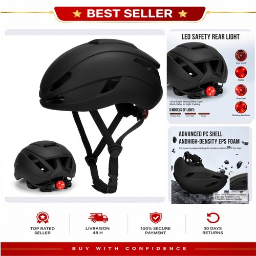 Casque vélo adulte led noir - casque,