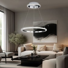 Suspension Luminaire Lampe Variateur Hauteur Souple Cristaux LED 60,5x150 CM