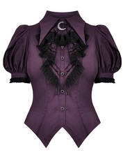 Dark In Love Blouse Top Femme Gothique Lolita Sorcière Croissant De Lune