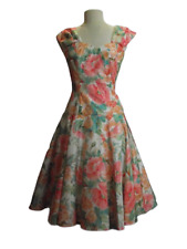 Robe « Lina Innocenti » style années 50, T. (40), écharpe et pochette assorties