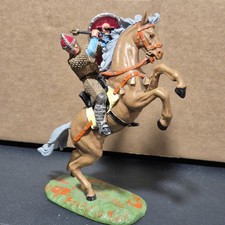 RARE FIGURINE 7 cm ELASTOLIN ANCIENNE CAVALIER MOYEN ÂGE MAGNIFIQUE