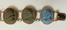 Bracelet or massif 18k avec camée  pierre de lave gold cameo Bijou ancien 19e