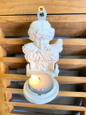 Photophore mural ange en fonte blanche – 16 x 6,5 cm – 372 g – à fixer