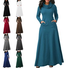 Robe Longue Décontractée À Poches Pour Femmes Robes Pull À Manches Longues /