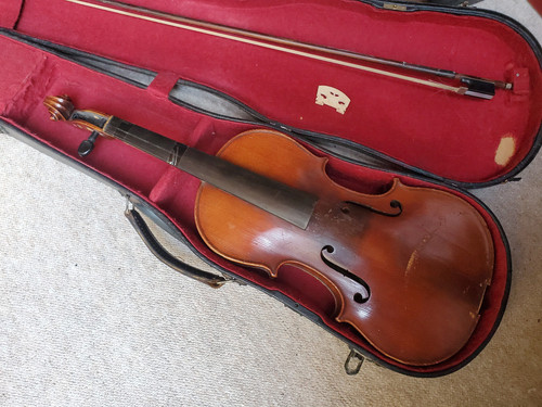 Old nicely flamed violin - old,