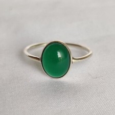 925 Argent Sterling Handmade Vert Naturel Onyx Bague Solide Femme Tout Taille