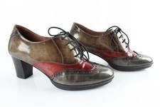 HISPANITAS Escarpins Richelieu Cuir Verni Gris Taupe Bordeaux T 38 / Uk 5 TBE