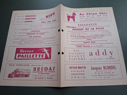 1957 havre programme cirque - 1957,