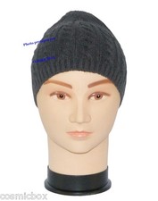 BONNET classique homme hiver noir uni 100% acrylique taille unique new black hat