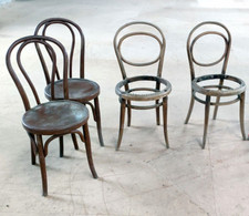 4 CHAISES DE BISTROT HETRE BOIS COURBE THONET MUDUS AUTRICHE ANCIEN