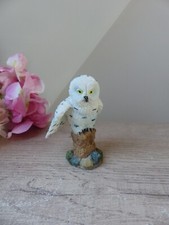 Bibelot  Petite Statuette Chouette Blanche des Neiges Vintage H 9 cm