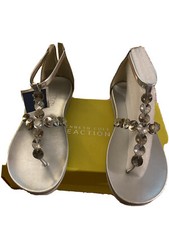 Kenneth Cole Reaction Women's Slim Key Gladiator Sandal Size 7.5, Silver