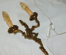 vintage LAMPE avec PRISE murale APPLIQUE bougie WALL lamp BRAS dorée BRONZE