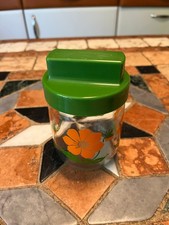 HENKEL HERMEVERRE  VMC ,  POT A COUVERCLE  , VINTAGE 70'S, DÉCOR FLEURS ORANGE