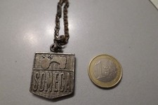 RARE Porte clé SOMECA tracteur agricole engin FIAT LOGO SAINT CHRISTOPHE 1970