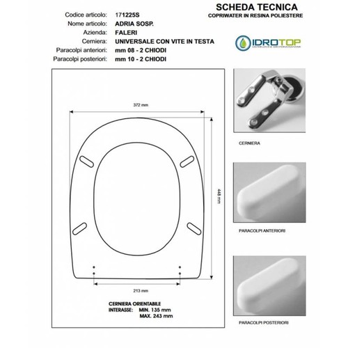 Couvercle adria suspendu - wc,