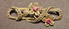 BROCHE ART NOUVEAU ANCIENNE ARGENT PIERRES ROUGES RUBIS ?  